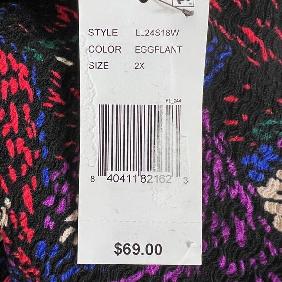 Calessa Womens Tunic Top 2X Multicolor Floral Abstract Print Asymmetrical Hem - Picture 6 of 6